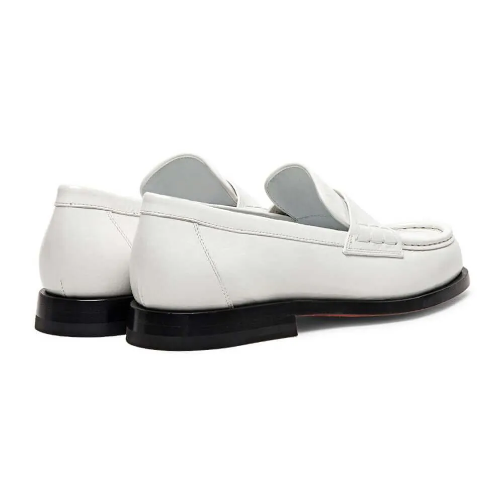 6 CM / 2.36 Inches - CMR CHAMARIPA Elevator Shoes For Women - Hidden Heel Shoes - White Leather Penny Loafers